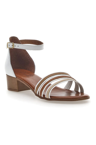 Weiß-braune Echtleder-Sandalen im Pittarello-Look 243130