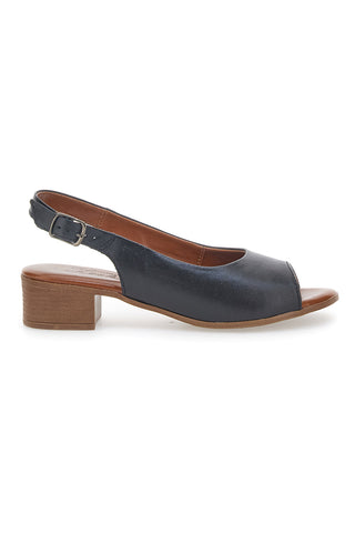 Sandali Flat Neri In Vera Pelle Con Tacco 4 Cm Pittarello Look 243065