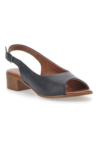 Flache schwarze Sandalen aus echtem Leder mit 4 cm Absatz im Pittarello-Look 243065