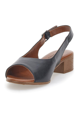 Flache schwarze Sandalen aus echtem Leder mit 4 cm Absatz im Pittarello-Look 243065