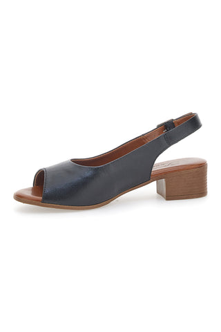 Flache schwarze Sandalen aus echtem Leder mit 4 cm Absatz im Pittarello-Look 243065