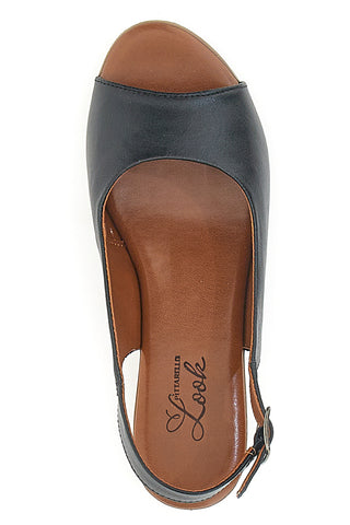 Flache schwarze Sandalen aus echtem Leder mit 4 cm Absatz im Pittarello-Look 243065