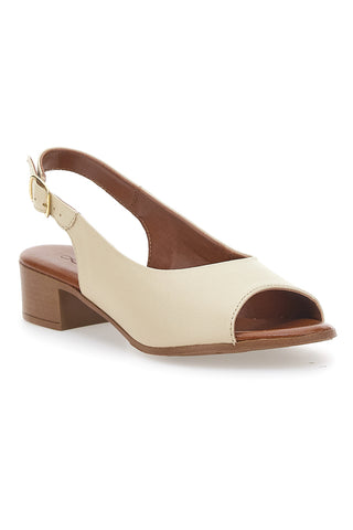Offene Sandalen in Creme Pittarello-Optik 243065