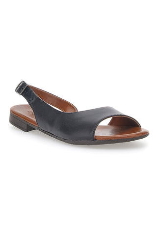 Sandali Flat Neri In Vera Pelle Pittarello Look 225110