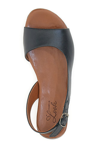 Sandali Flat Neri In Vera Pelle Pittarello Look 225110