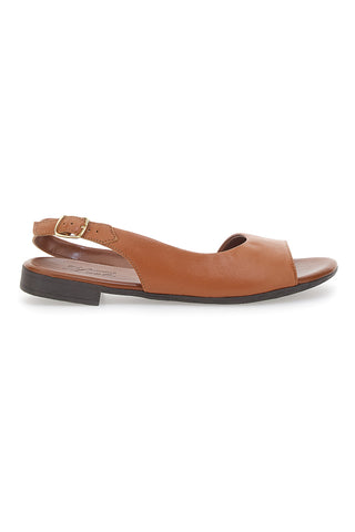 Sandali Flat Brandy In Vera Pelle Pittarello Look 225110