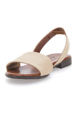 Flache sandfarbene flache Sandalen aus Leder im Pittarello-Look 225140