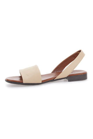 Flache sandfarbene flache Sandalen aus Leder im Pittarello-Look 225140