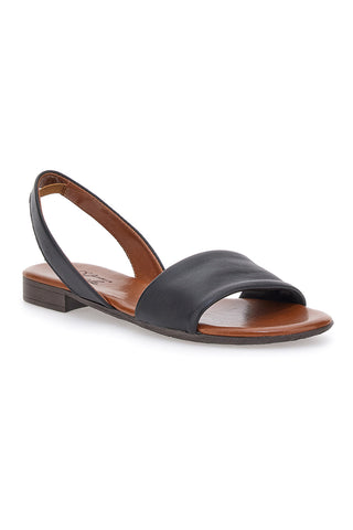 Flache schwarze Ledersandalen im Pittarello-Look 225140