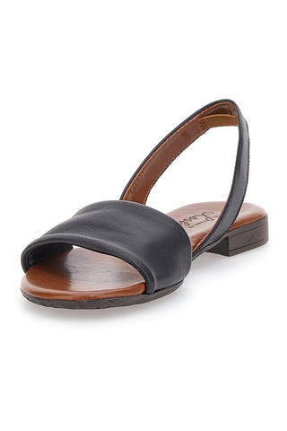 Flache schwarze Ledersandalen im Pittarello-Look 225140
