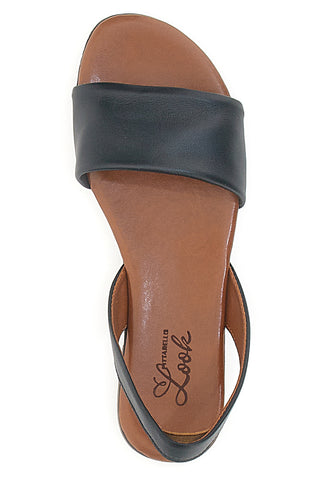 Flache schwarze Ledersandalen im Pittarello-Look 225140