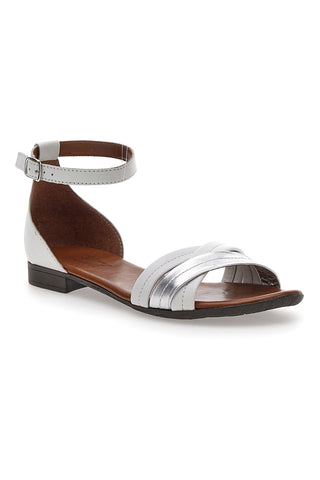 Weiße flache Sandalen mit Lederinnensohle im Pittarello-Look 225410