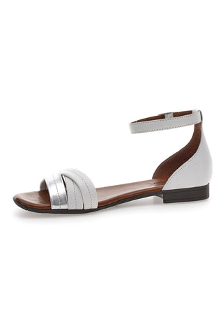 Weiße flache Sandalen mit Lederinnensohle im Pittarello-Look 225410
