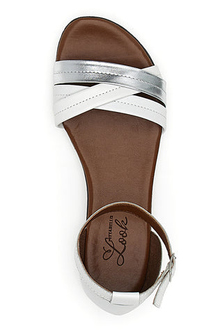 Weiße flache Sandalen mit Lederinnensohle im Pittarello-Look 225410
