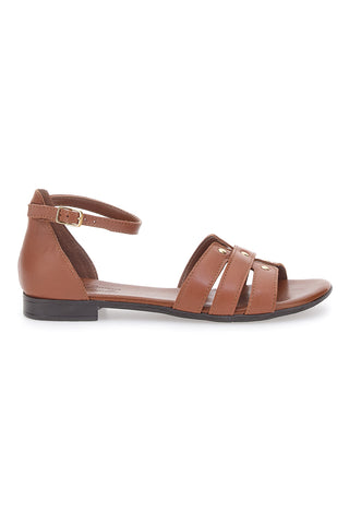 Sandali Marroni Bassi in Vera Pelle Pittarello Look 225485