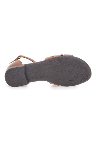 Braune flache Sandalen aus echtem Leder im Pittarello-Look 225485
