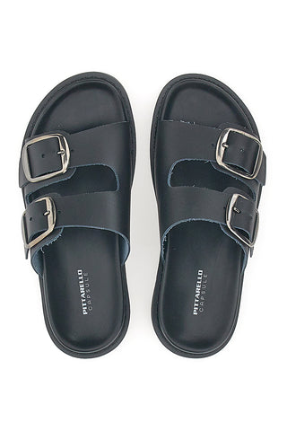 Schwarze Hausschuhe aus echtem Leder Pittarello Capsule 27154