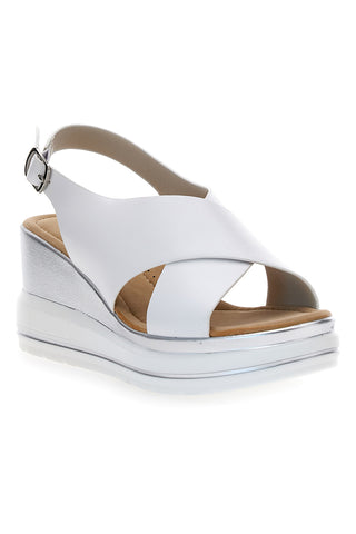 Weiße Plateau-Sandalen „Energy 423“.