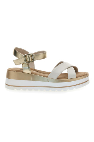 Sandali Beige e Platino Con Platform di 5,5 Cm Energy 492