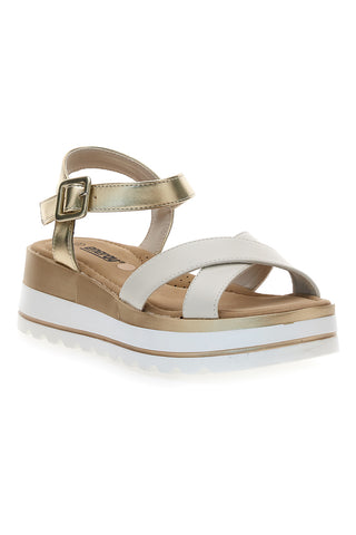 Sandalen in Beige und Platin mit 5,5 cm hoher Plateausohle Energy 492