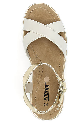 Sandalen in Beige und Platin mit 5,5 cm hoher Plateausohle Energy 492