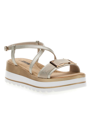 Goldene Sandale mit Riemen und Keilabsatz ENERGY 494