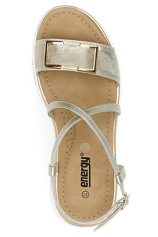 Goldene Sandale mit Riemen und Keilabsatz ENERGY 494