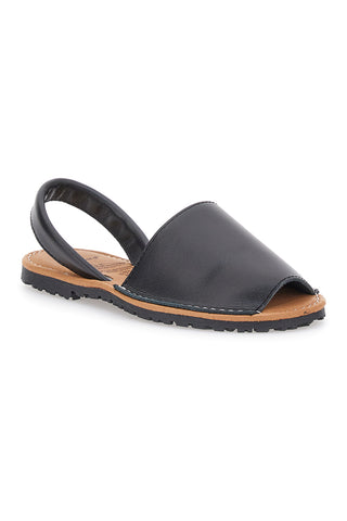 Schwarze Minorchine-Sandalen aus Fly Nature 101-Leder
