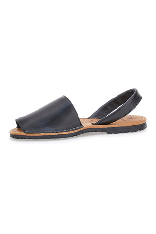 Schwarze Minorchine-Sandalen aus Fly Nature 101-Leder