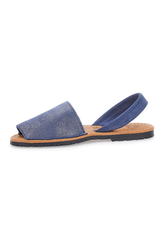 Marineblaue Minorchine-Sandalen aus Fly Nature 204-Leder