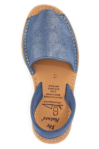 Marineblaue Minorchine-Sandalen aus Fly Nature 204-Leder