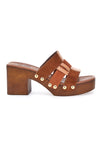 Braune und cognacfarbene Clogs-Hausschuhe mit Pittarello Love-Absatz 5387