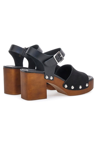 Clogs mit Riemen Echtleder Schwarz Pittarello Love 5757
