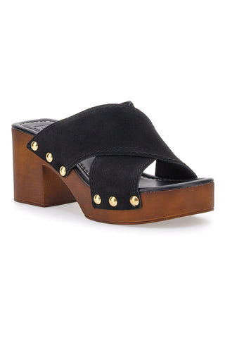 Zoccoli Neri in Pelle e con Tacco Pittarello Love 5232
