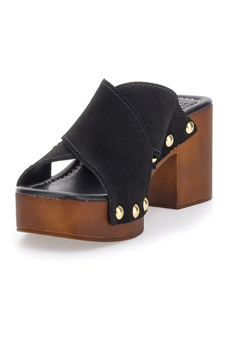 Zoccoli Neri in Pelle e con Tacco Pittarello Love 5232