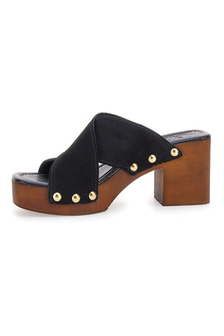 Zoccoli Neri in Pelle e con Tacco Pittarello Love 5232