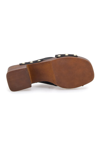 Zoccoli Neri in Pelle e con Tacco Pittarello Love 5232