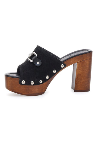 Zoccoli Neri con Morsetto Vera Pelle Pittarello Love 35011P