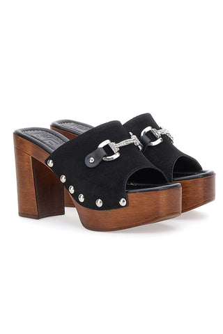 Zoccoli Neri con Morsetto Vera Pelle Pittarello Love 35011P