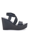In Italien hergestellte schwarze Sandalen mit Keilabsatz für Damen kosten 1