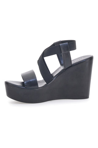 In Italien hergestellte schwarze Sandalen mit Keilabsatz für Damen kosten 1