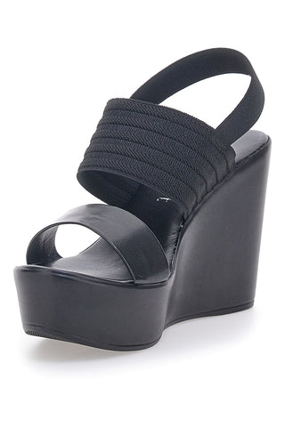 Sandali Neri Con Zeppa Made in Italy Cafe' Cost 2