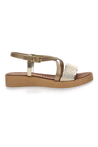Goldene Sommersandalen, hergestellt in Italien, Mio Tempo 4161