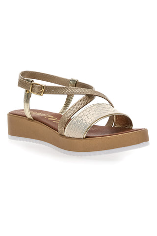 Goldene Sommersandalen, hergestellt in Italien, Mio Tempo 4161