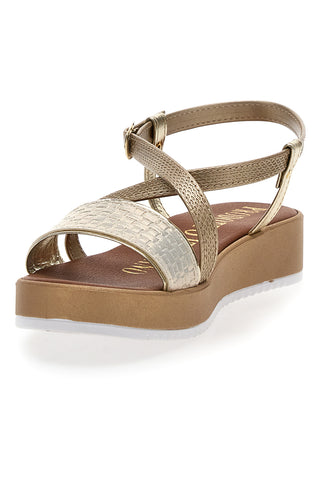 Goldene Sommersandalen, hergestellt in Italien, Mio Tempo 4161