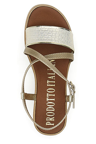 Goldene Sommersandalen, hergestellt in Italien, Mio Tempo 4161