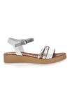 Weiße und silberne Sandalen mit Plateau Mio Tempo 4194