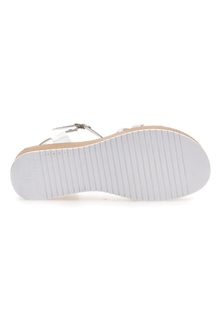 Weiße und silberne Sandalen mit Plateau Mio Tempo 4194