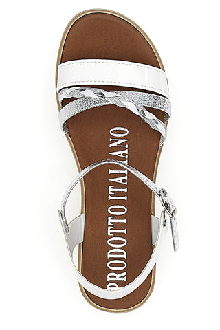 Weiße und silberne Sandalen mit Plateau Mio Tempo 4194