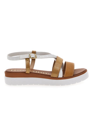 Cognacfarbene Sandalen, hergestellt in Italien, Mio Tempo 4827